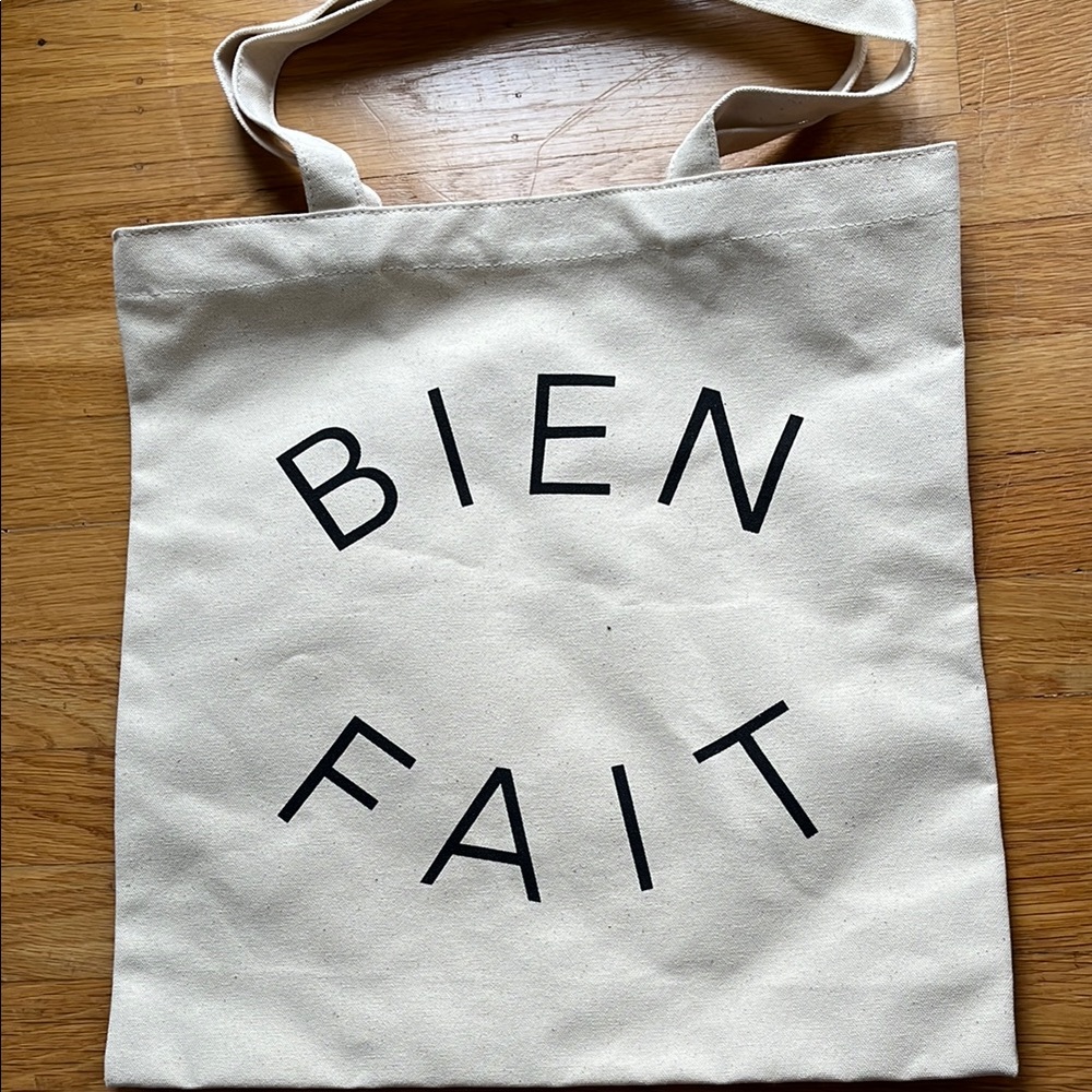 Madewell Cream Canvas Tote with Black Logo